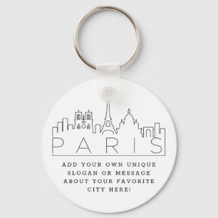 Llavero París, Francia estilizada  Lema Personalizado