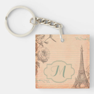 Llavero Paris Francia Torre Eiffel Shabb Monograma Cadena
