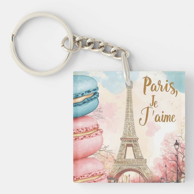 Llavero París, Je T'aime - Torre Eiffel con Macarones (Frente)