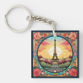 Llavero Parisino Sunset Eiffel Tower Paris Floral Francesa