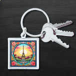 Llavero Parisino Sunset Eiffel Tower Paris Floral Francesa<br><div class="desc">El luminoso Sunset Parisian Eiffel Tower Paris France Floral Keychain presenta un estilo Art Déco con la puesta de sol de París con la Torre Eiffel en un audaz marco floral. Creado por Evco Studio www.zazzle.com/store/evcostudio</div>