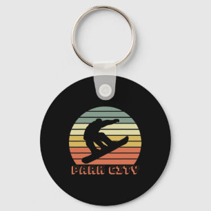 Llavero Park City Utah Snowboard Retro Sunset