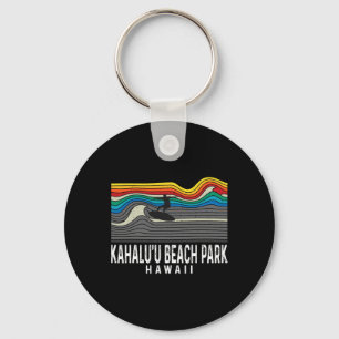 Llavero Parque de playa retro Kahalu'u Hawaii surfista tab