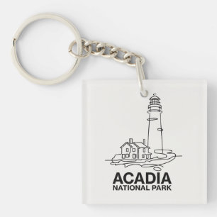 Llavero Parque Nacional Acadia Arte de Línea de Faros