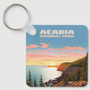 Llavero Parque nacional Acadia Maine Coast Retro
