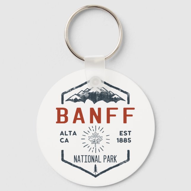 Llavero Parque nacional Banff Canadá Vintage con problemas (Anverso)