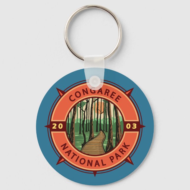 Llavero Parque nacional Congaree Compass Retro Emblem (Anverso)