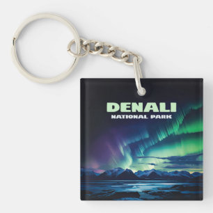 Llavero Parque nacional Denali Alaska Northern Lights Retr