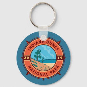 Llavero Parque nacional Dunas de Indiana Compass Retro Emb