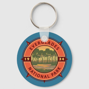 Llavero Parque nacional Everglades Compass Retro Sunset