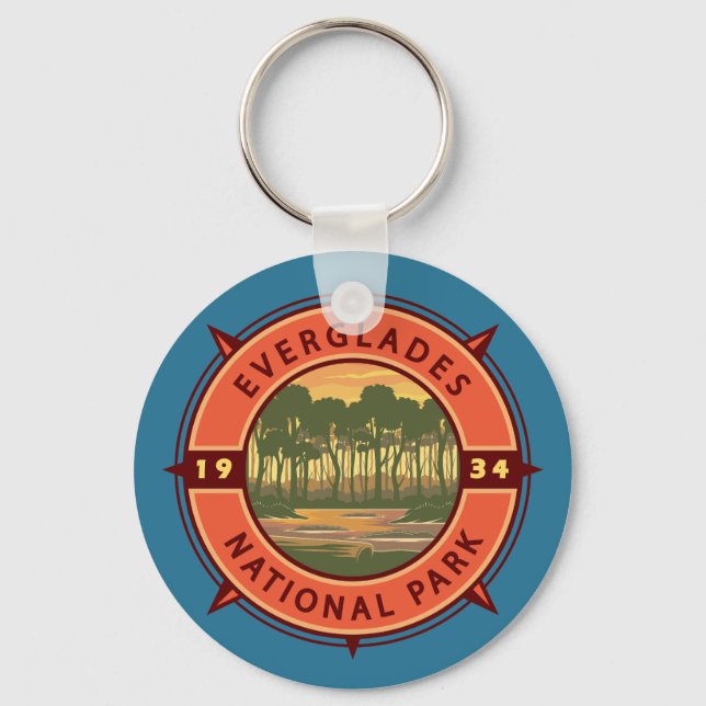 Llavero Parque nacional Everglades Compass Retro Sunset (Anverso)