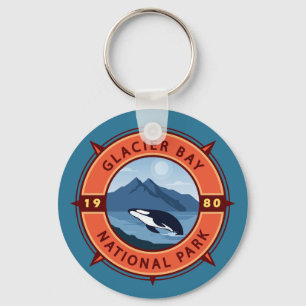 Llavero Parque nacional Glaciar Bay Compass Orca Retro