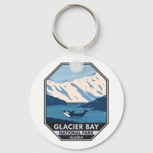 Llavero Parque nacional Glacier Bay Alaska Orca Art Vintag