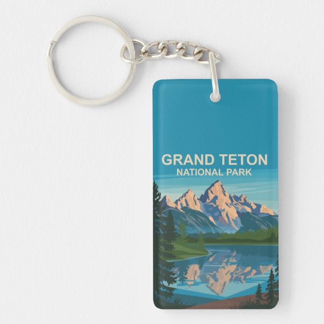 Llavero Parque nacional Gran Teton Paisaje Arte de viajes (Frente)