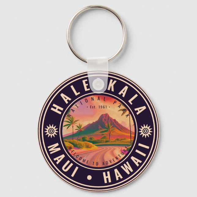 Llavero Parque nacional Haleakala Vintage del Volcán Maui  (Anverso)