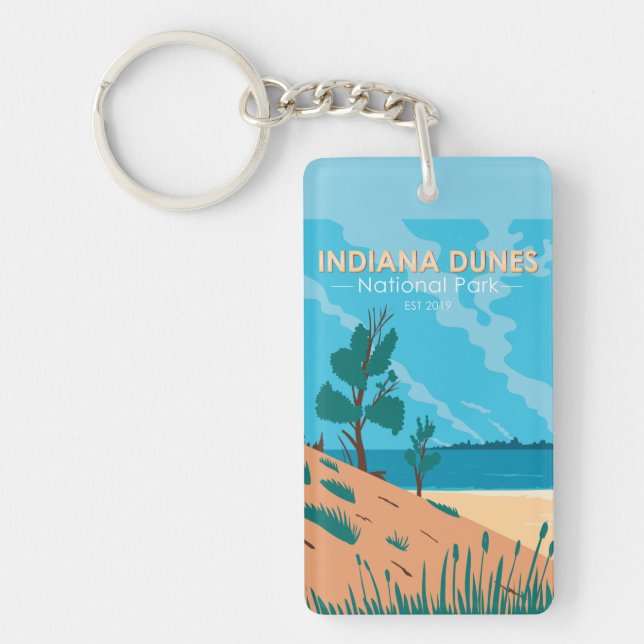 Llavero Parque nacional Indiana Dunes Vintage Doble costad (Frente)