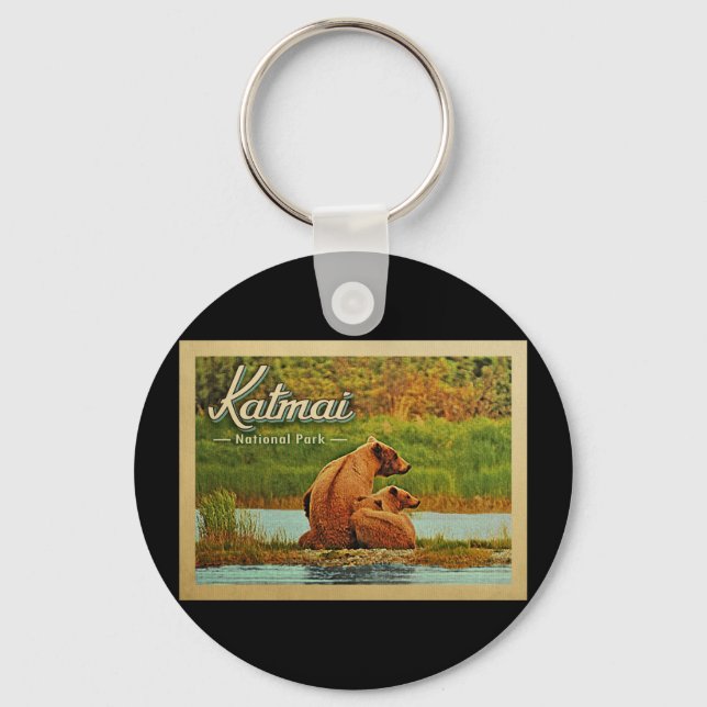 Llavero Parque nacional Katmai con vintage (Anverso)