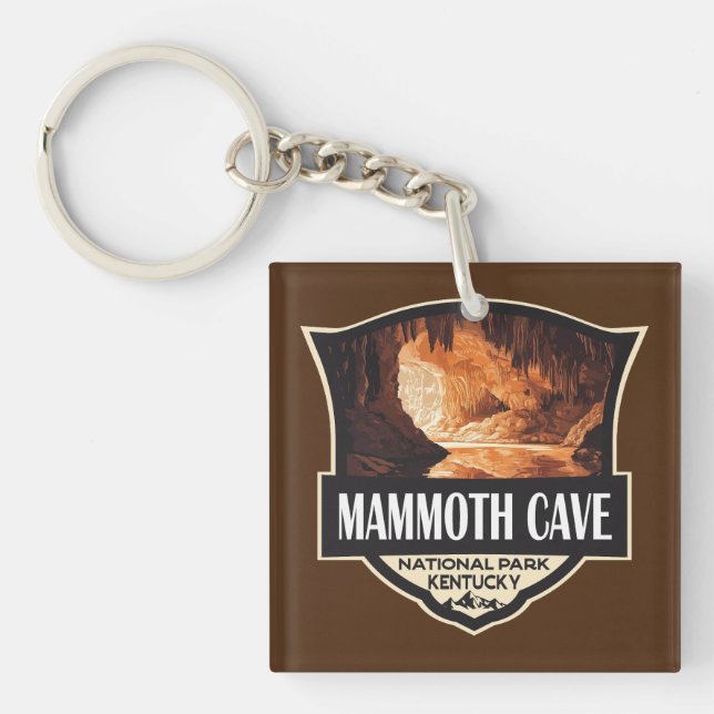 Llavero Parque nacional Mammoth Cave Ilustracion Arte Retr (Frente)