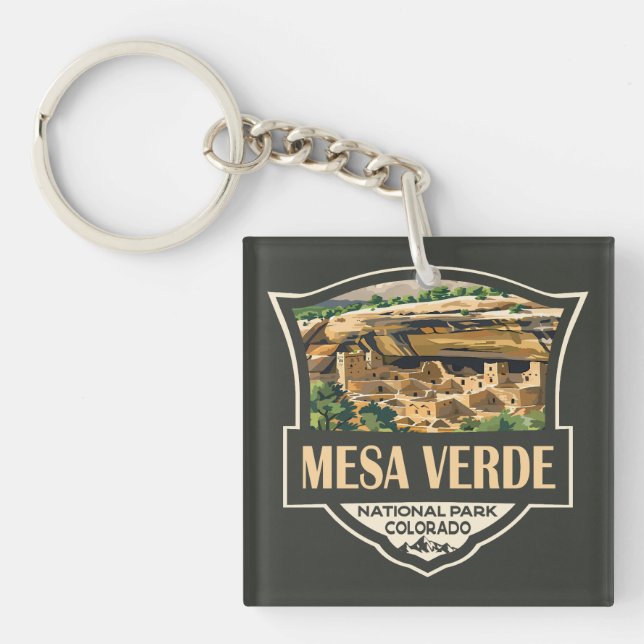 Llavero Parque nacional Mesa Verde Ilustracion arte de via (Frente)