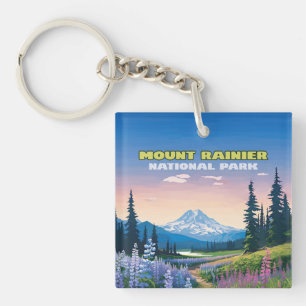 Llavero Parque nacional Monte Rainier Retro de Washington