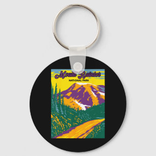Llavero Parque Nacional Mount Rainier Retro Senderismo Cam