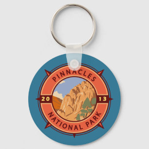 Llavero Parque nacional Pinnacles Compass Retro Emblem