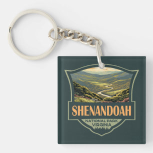 Llavero Parque nacional Shenandoah Ilustracion Retro de vi