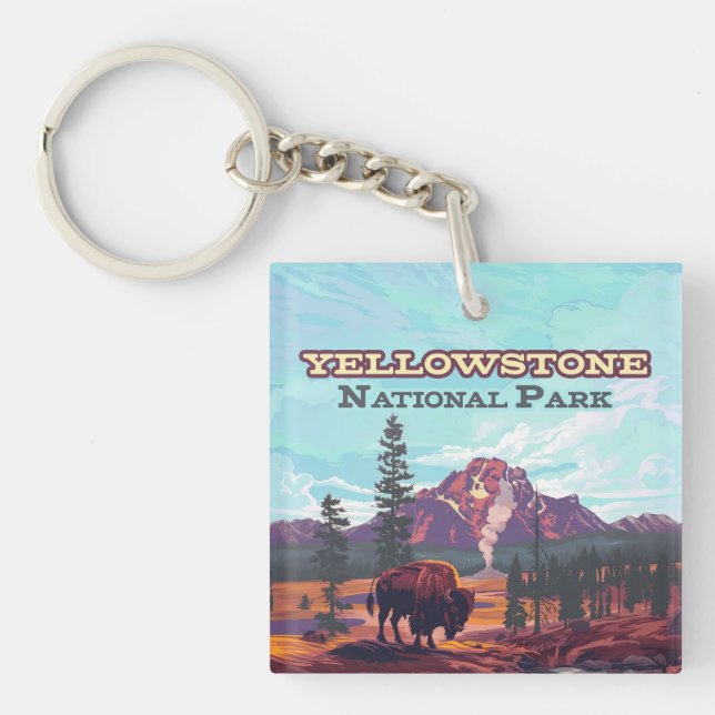 Llavero Parque nacional Yellowstone Wyoming Bison Geyser (Frente)