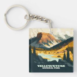 Llavero Parque nacional Yellowstone Wyoming Mountains Retr