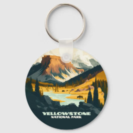 Llavero Parque nacional Yellowstone Wyoming Mountains Retr