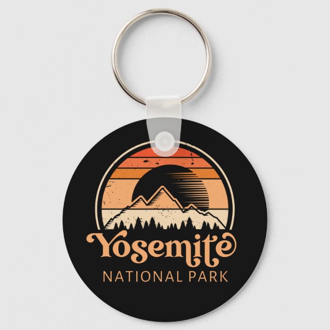 Llavero Parque nacional Yosemite, California Retro Vintage (Anverso)