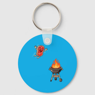 Llavero Parrillada Divertida Bistec Saltando Dentro De La