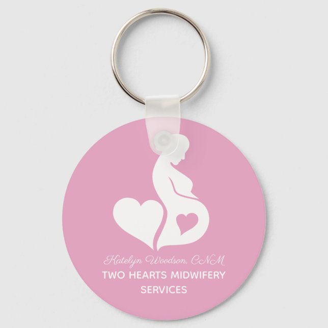 Llavero Partera Hermosa Doula OBGYN Rosa Personalizada (Anverso)