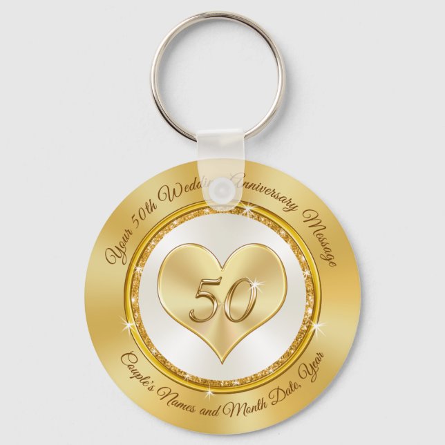 Llavero Partido Aniversario Dorado Personalizado favorece  (Anverso)