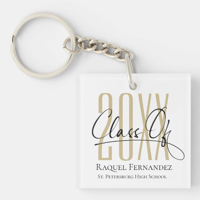 Llavero Partido de Graduación de Collage de Guión Moderno (Frente)