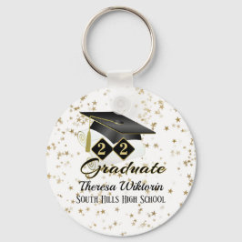 Llavero Partido de Graduación Personalizada Oro Negro