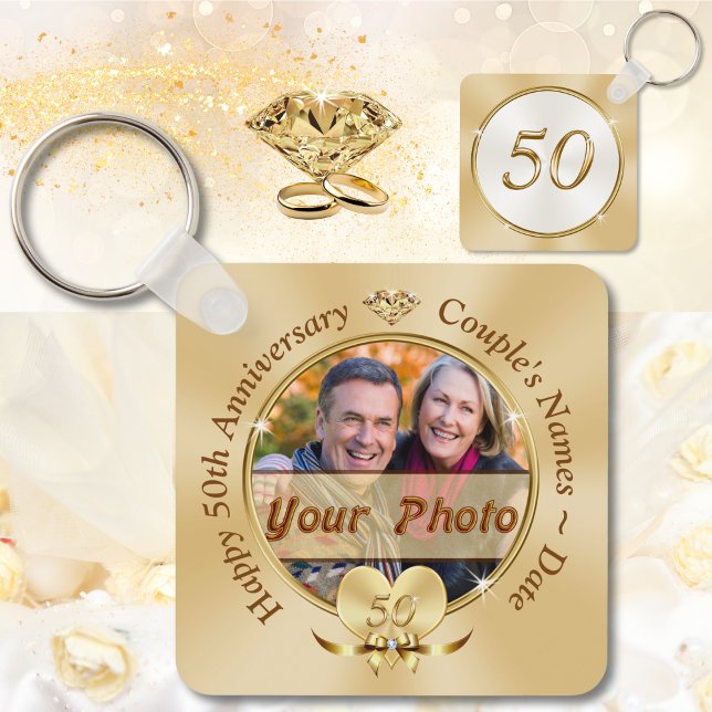 Llavero Partidos Personalizados del 50 Aniversario Favorec (PHOTO Personalized 50th Anniversary Party Favors. 50th wedding anniversary favors souvenirs. 50 year)