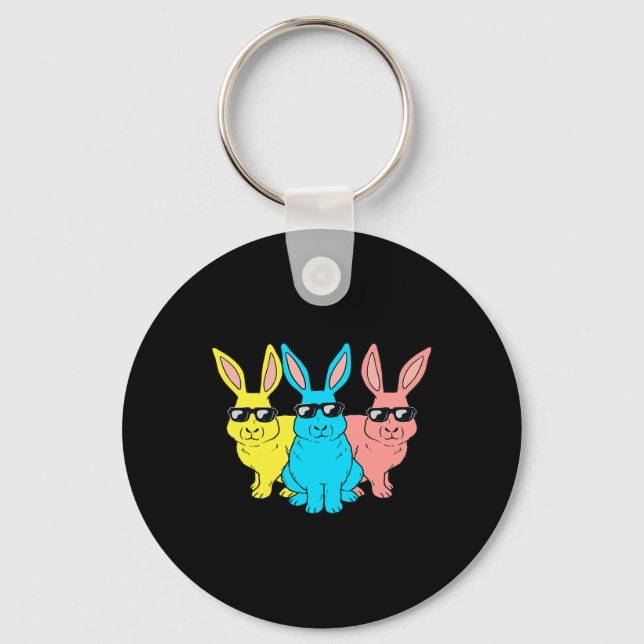 Llavero Pascua Bunny Hip Hop Trio Bunnies Chicas divertido (Anverso)