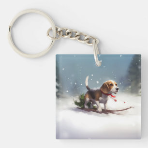 Llavero Pascua de Navidad nieve invierno Beagle