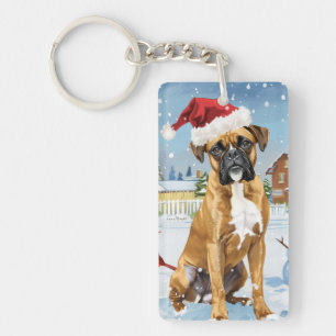 Llavero Pascua de Perro Boxer en un País de las Maravillas