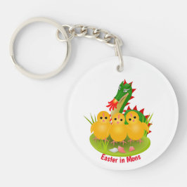 Llavero Pascua feliz de tres chicas y dragón de moones
