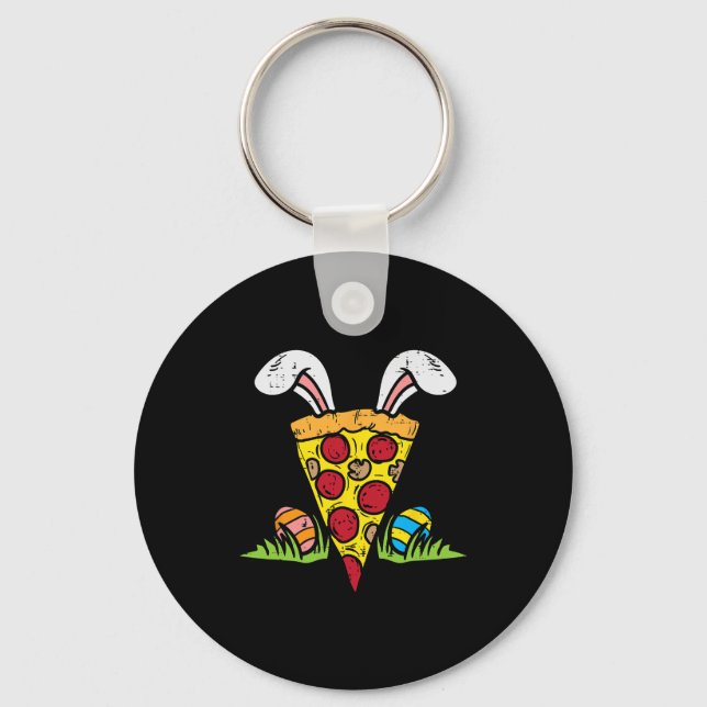 Llavero Pascua Pizza Slice Bunny Ears Divertido Snack Food (Anverso)