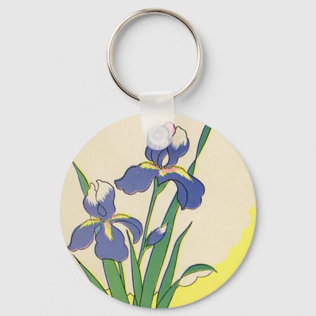 Llavero Pascua Vintage, Flores Iris Purple Garden (Anverso)