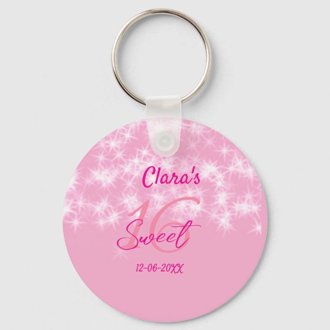Llavero Pastel bebé rosa dulce 16 cumpleaños agregar nombr (Anverso)