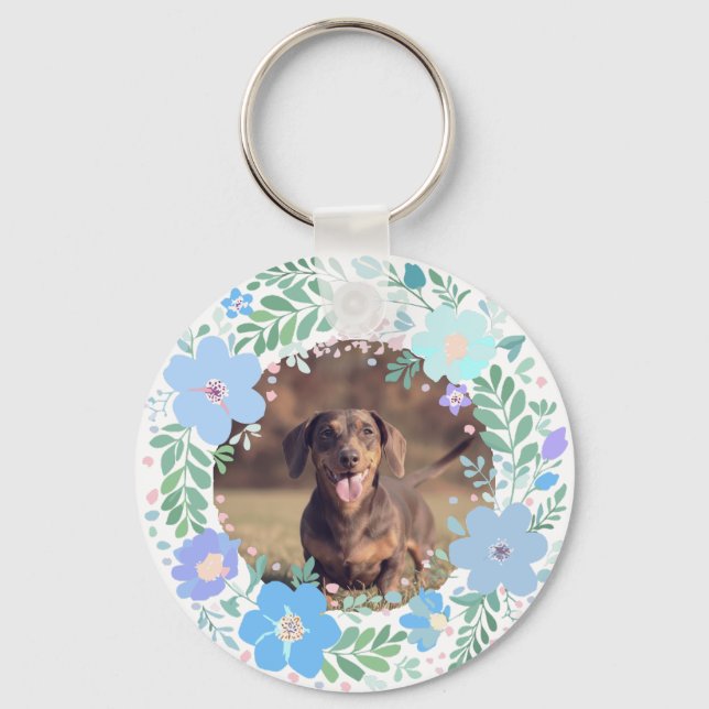 Llavero Pastel Blue Dachshund Personalized Name & Photo  (Reverso )