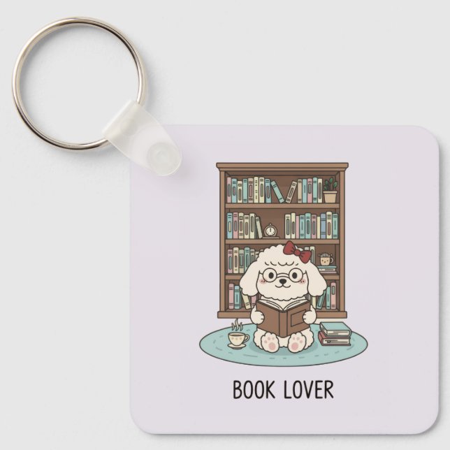 Llavero Pastel Book Lover Poodle Puppy Dog Tea Cozy (Anverso)