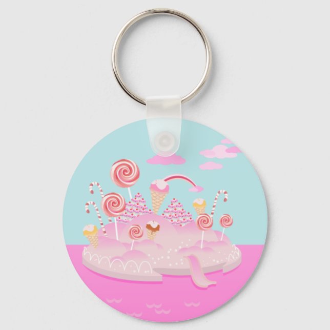 Llavero Pastel de caramelo rosa para la fiesta de cumpleañ (Anverso)
