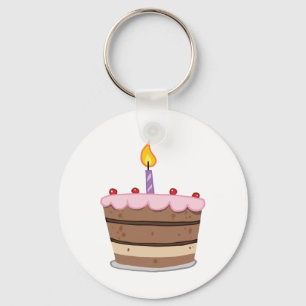 Llavero Pastel de Cumpleaños Con Una Luz De Velas