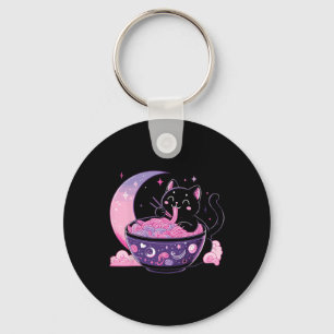 Llavero Pastel Gótico Estética Kawaii Gato Comer Ramen Noo