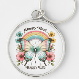 Llavero Pastel Hippie "Happy Mind Happy Life"